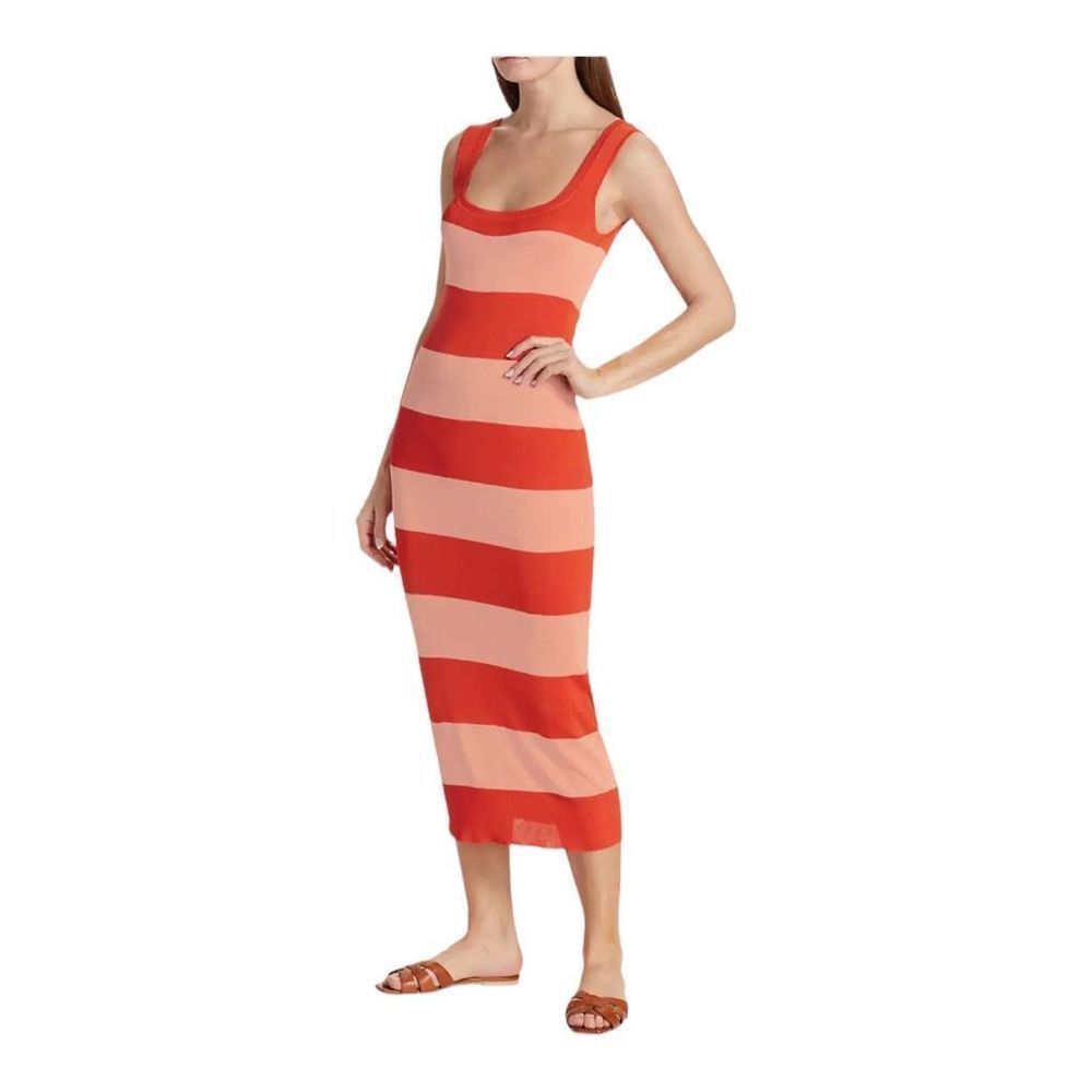 Zimmermann Red and Pink Striped Midi Dress